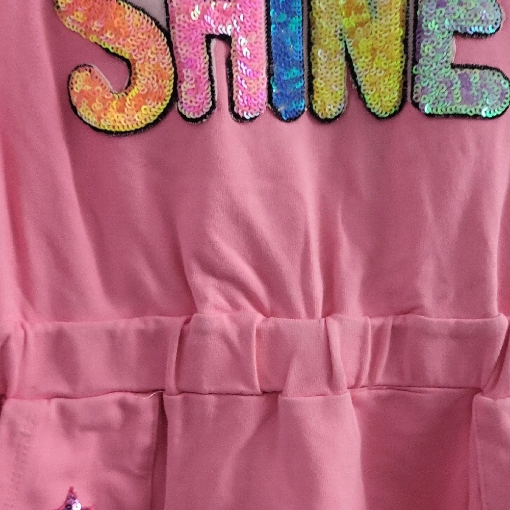 Baby Sara Pink Kids Dress with Colorful Shine Design - 6